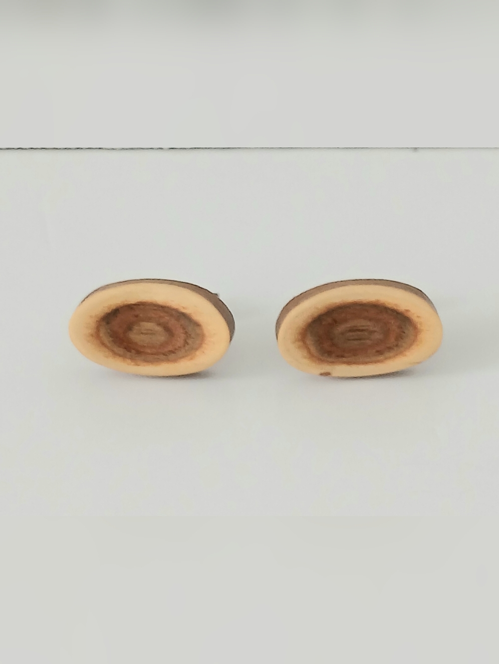 Vtg Oval Wood Cufflink